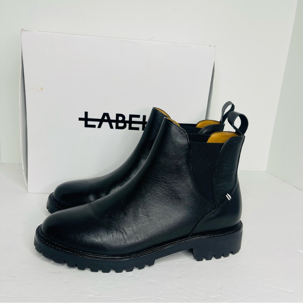Label Black Leather Chelsea Boots Vibram Soles Womens 9 / Mens 7.5 New